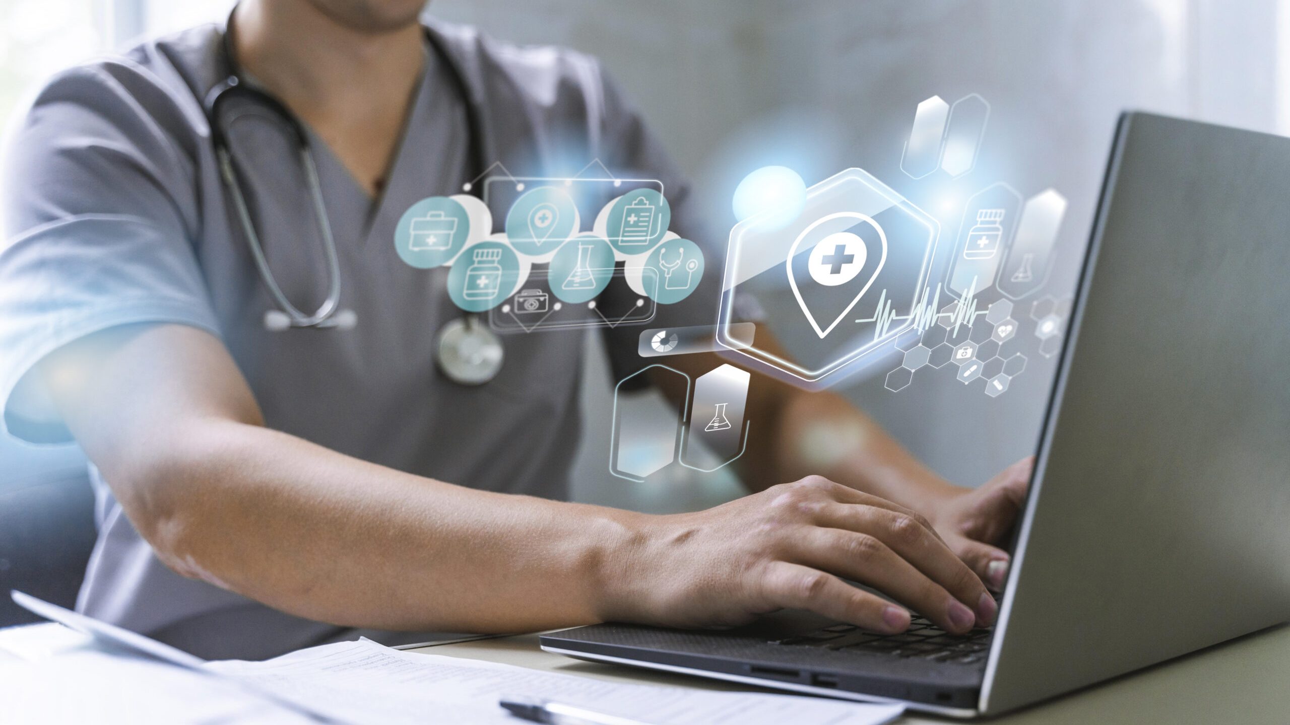 medical-banner-with-doctor-working-laptop